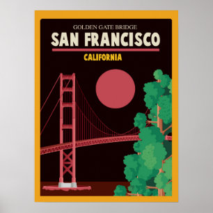 Póster The Golden Gate Bridge at Night