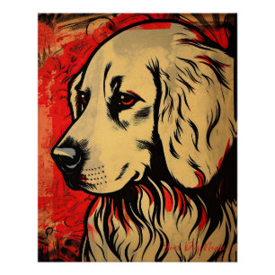 Póster The Golden Retriever Dog, Red and Black 2002 - Uli