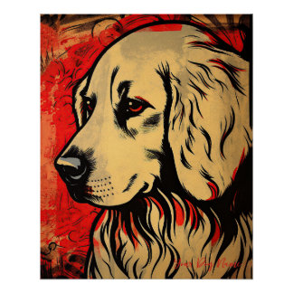 Póster The Golden Retriever Dog, Red and Black 2002 - Uli