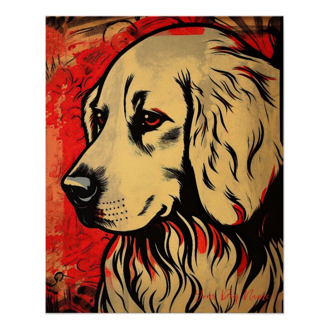 Póster The Golden Retriever Dog, Red and Black 2002 - Uli (Anverso)
