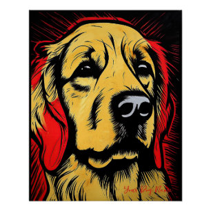 Póster The Golden Retriever Dog, Red and Black 2004 - Uli
