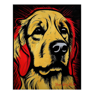 Póster The Golden Retriever Dog, Red and Black 2004 - Uli