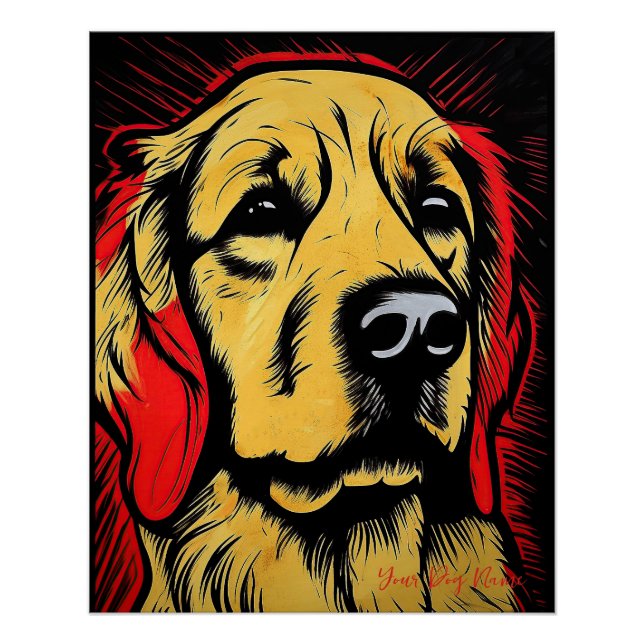 Póster The Golden Retriever Dog, Red and Black 2004 - Uli (Anverso)
