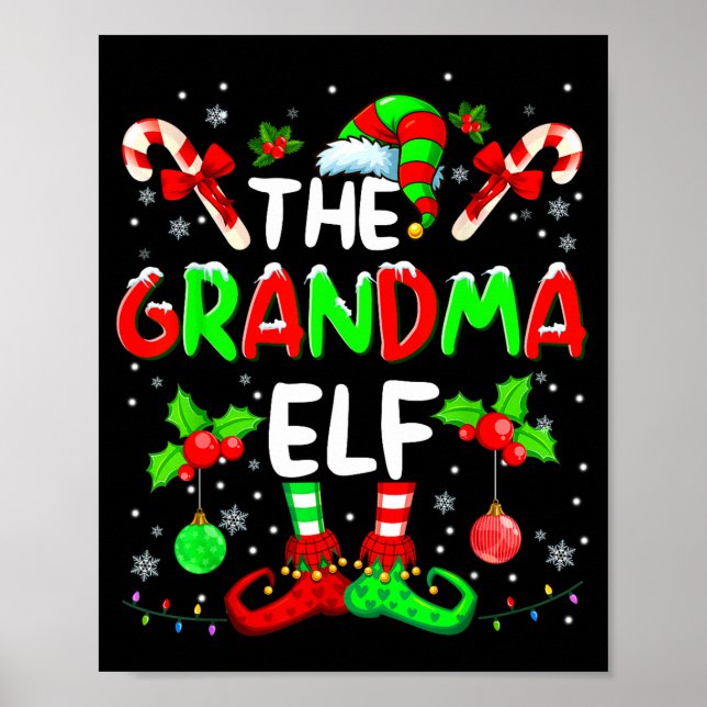 Póster The Grandma Elf Costume Pajamas Pjs Christmas Xmas (Frente)