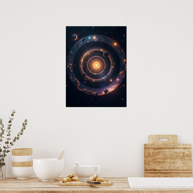 Póster The Gravity of Shapes – Cosmic Geometric Abstract  (Cocina)