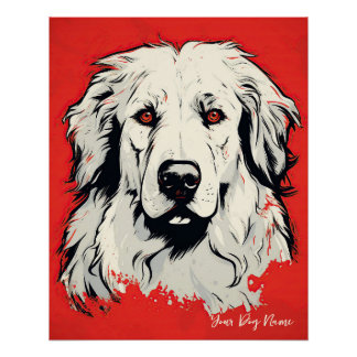 Póster The Great Pyrenees Dog, Red and Black 002 - Ulises