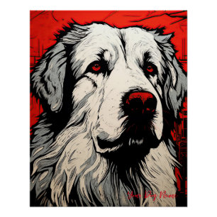 Póster The Great Pyrenees Dog, Red and Black 003 - Ulises