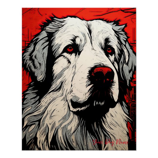 Póster The Great Pyrenees Dog, Red and Black 003 - Ulises (Anverso)