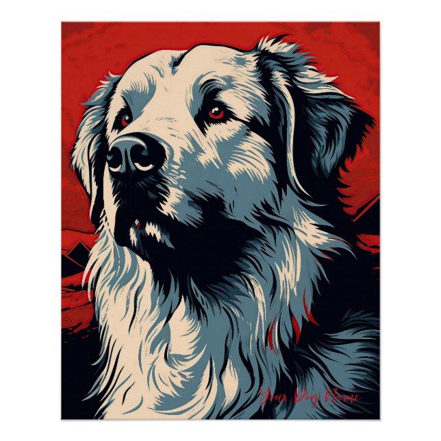 Póster The Great Pyrenees Dog, Red and Black 004 - Ulises (Anverso)