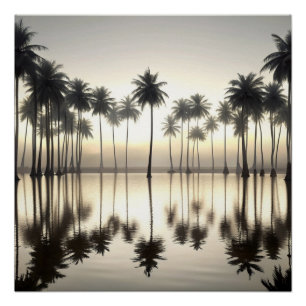 Póster The Great Wave of Palm Trees Water Mirror