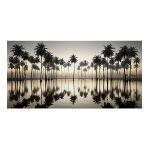 Póster The Great Wave of Palm Trees Water Mirror