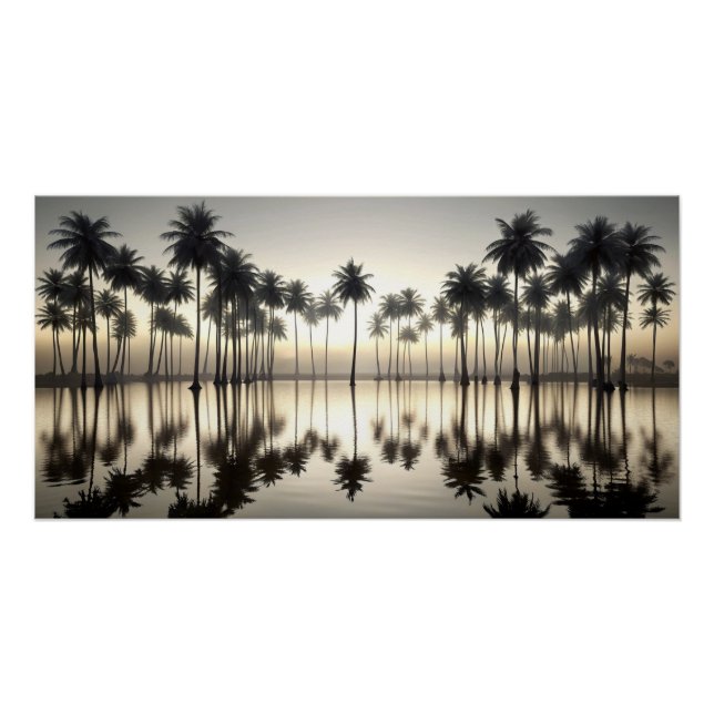 Póster The Great Wave of Palm Trees Water Mirror (Anverso)