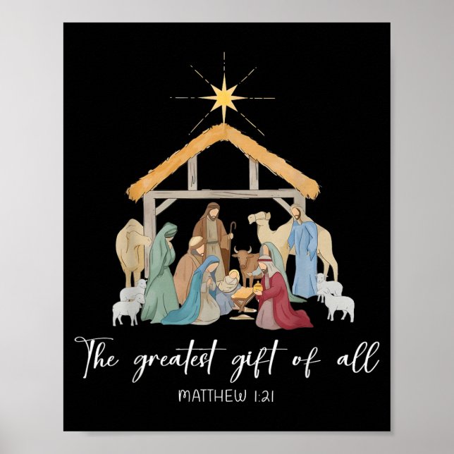 Póster The Greatest Gift For All Christmas Nativity Jesus (Frente)