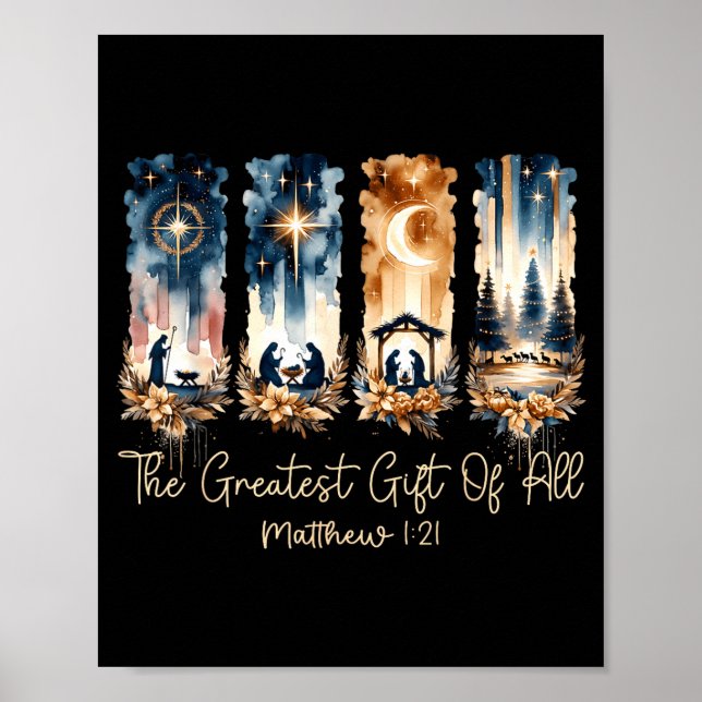 Póster The Greatest Gift For All Christmas Nativity Jesus (Frente)