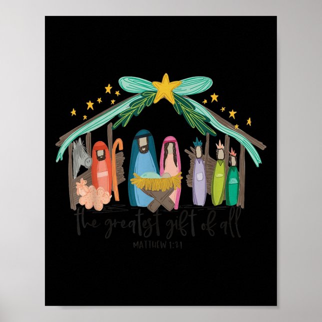 Póster The Greatest Gift For All Christmas Nativity Jesus (Frente)