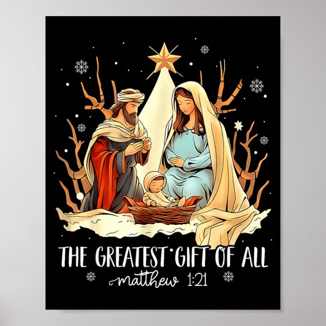 Póster The Greatest Gift For All Christmas Nativity Jesus (Frente)