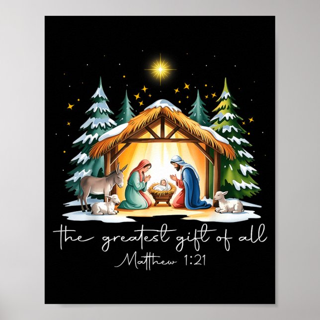 Póster The Greatest Gift For All Christmas Nativity Jesus (Frente)