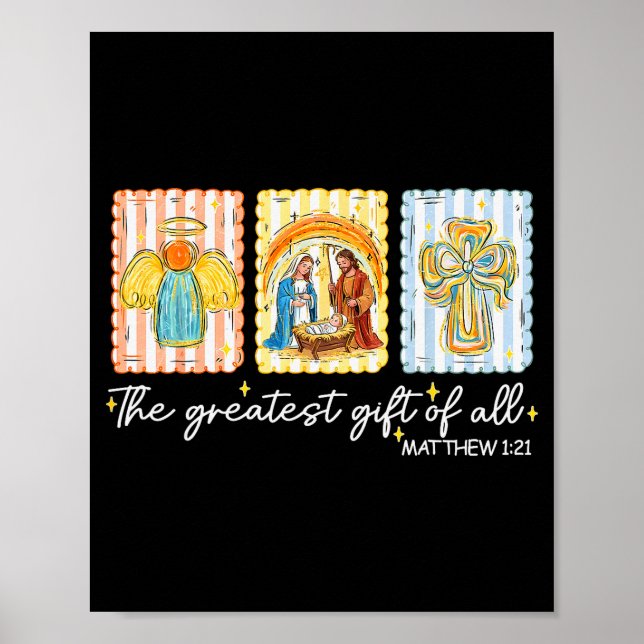 Póster The Greatest Gift For All Christmas Nativity Jesus (Frente)