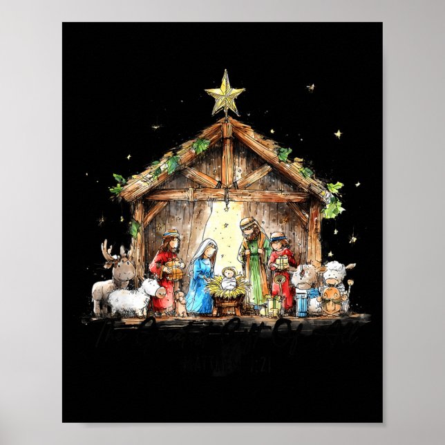 Póster The Greatest Gift For All Christmas Nativity Jesus (Frente)