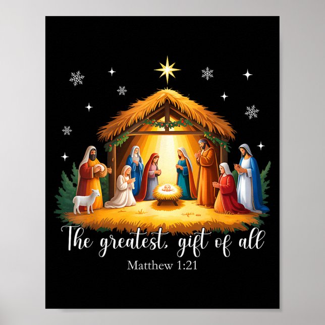 Póster The Greatest Gift For All Christmas Nativity Jesus (Frente)