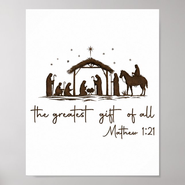 Póster The Greatest Gift For All Christmas Nativity Jesus (Frente)