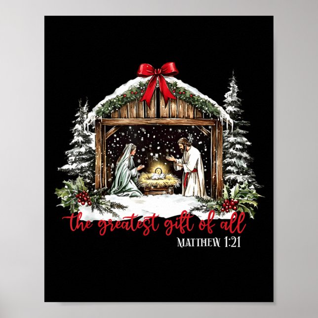 Póster The Greatest Gift Of All Jesus Baby Christian Xmas (Frente)