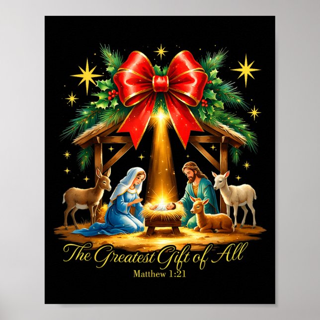 Póster The Greatest Gift Of All Nativity Christian Christ (Frente)