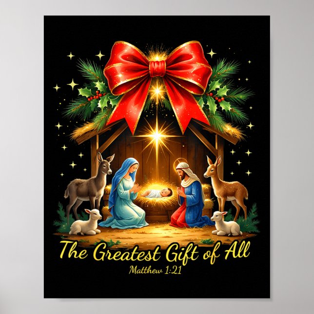 Póster The Greatest Gift Of All Nativity Christian Christ (Frente)