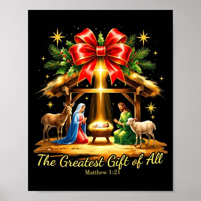 Póster The Greatest Gift Of All Nativity Christian Christ (Frente)