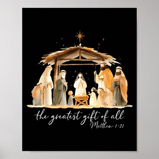 Póster The Greatest Gift Of All Nativity Scene Christian  (Frente)