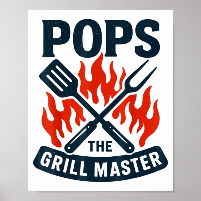 Póster The Grill Master Bbq Father's Day Grandpa Grilling (Frente)