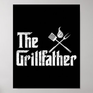 Póster The Grillfather Bbq Parrilla Y Ahumador Chef Rbecu