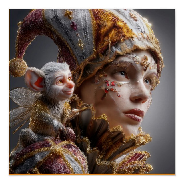 Póster "The Harlequin Monkey with Magic Wings (Anverso)