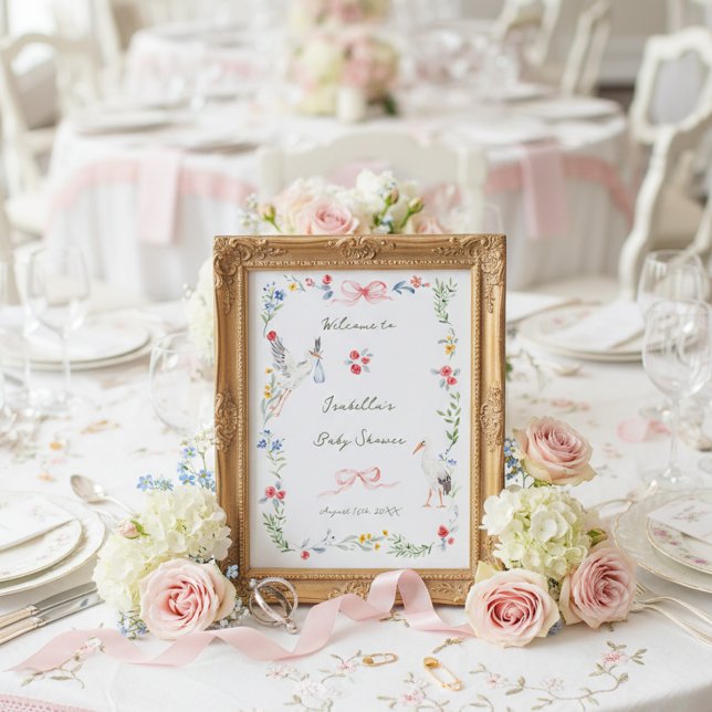 Póster The Heirloom Rose & Ribbon Signature Stork Welcome (Subido por el creador)