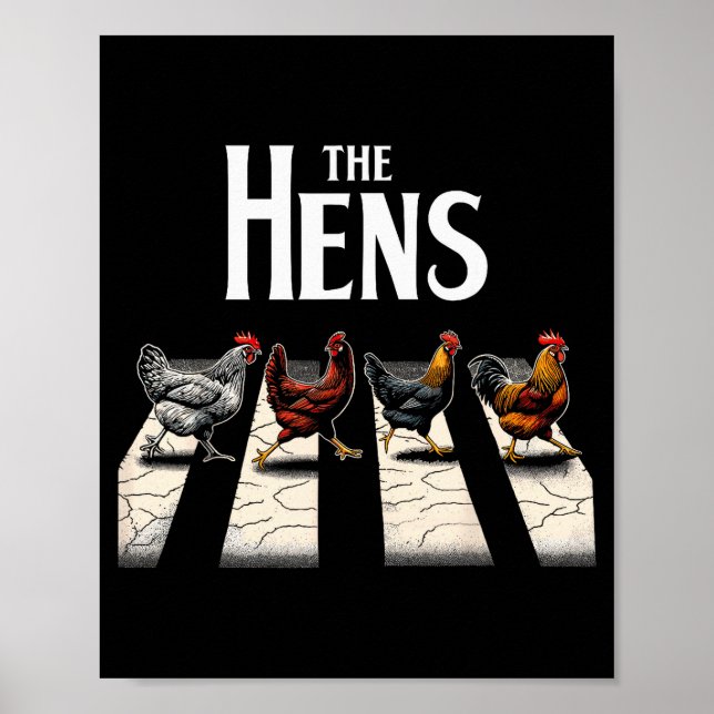 Póster The Hens Retro Chicken Men Kids Women Funny Chicke (Frente)