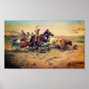Póster The Herd Quitter (por C. M. Russell, c. 1897)