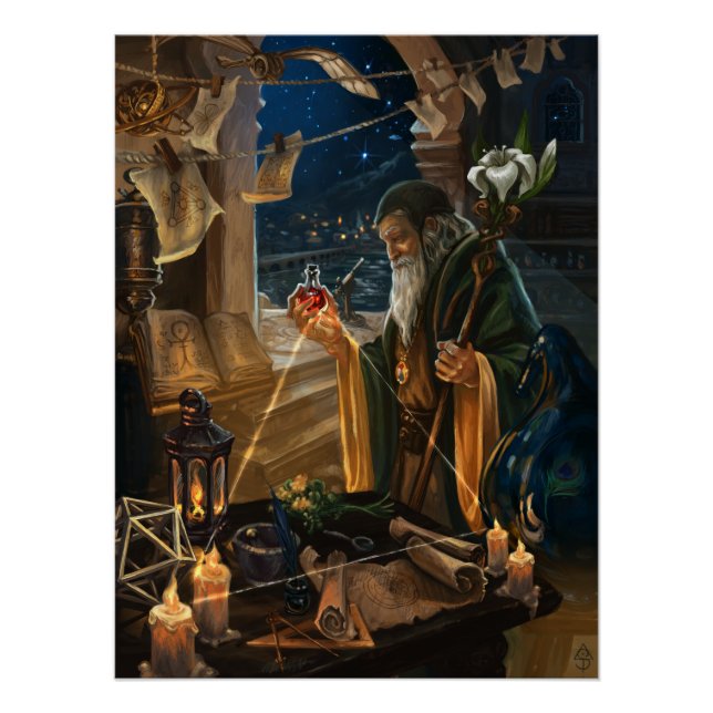 Póster The Hermit card illustration - alchemy art (Anverso)