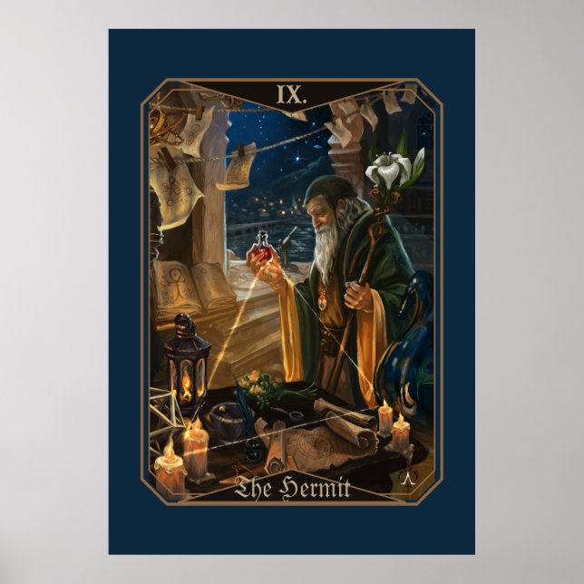 Póster The Hermit tarot card -  fantasy alchemy art (Frente)