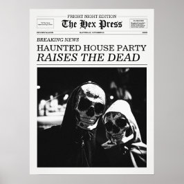 Póster The Hex Press Newspaper Haunted House Party