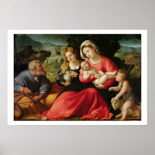 Póster The Holy Family, c.1508-12 (oil on canvas)