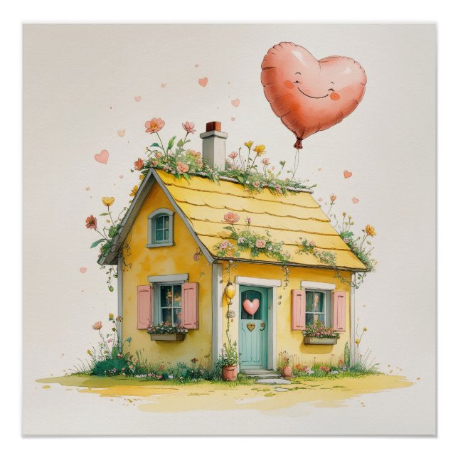 Póster The House of Joy – Whimsical Watercolor Art Print (Anverso)