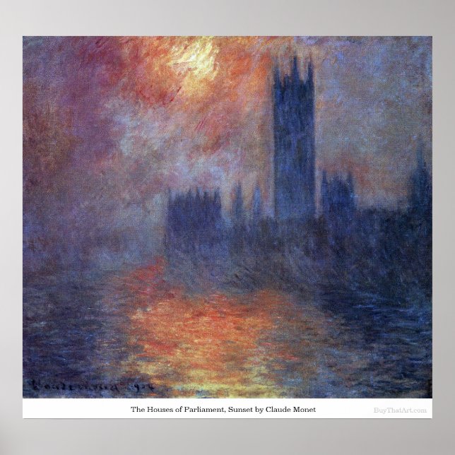 Póster The Houses of Parliament, Sunset by Claude Monet (Frente)
