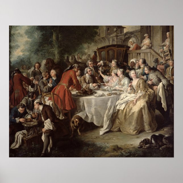 Póster The Hunt Lunch, detail of the diners, 1737 (Frente)
