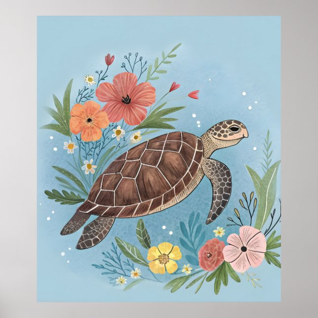 Póster The illustration of a sea turtle (Frente)