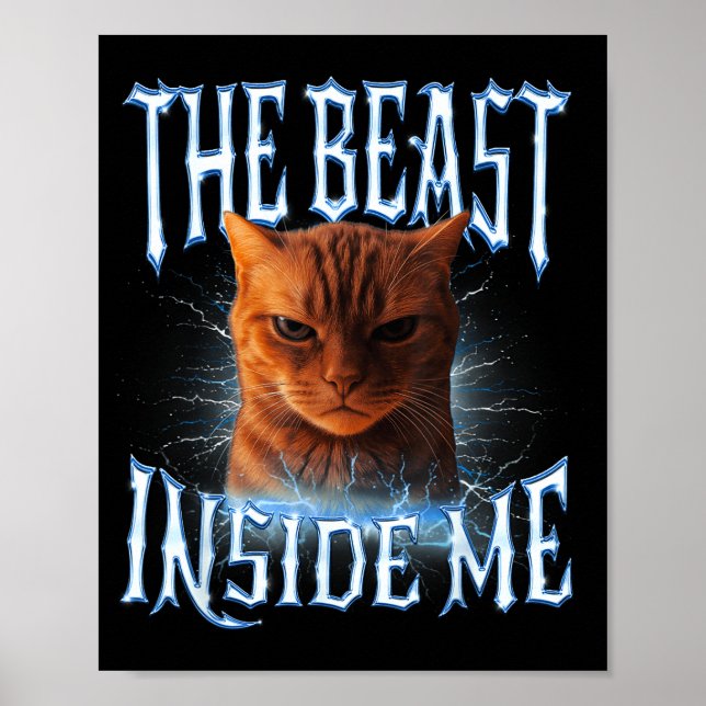 Póster The Inside Me Funny Cat Joke Meme Graphic  (Frente)