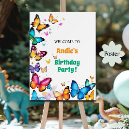 Póster The Joy of Butterflies Birthday Party Welcome