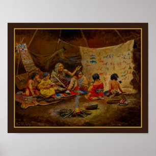 Póster "The Kindergarten" por Charles Marion Russell 1900