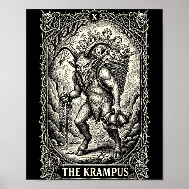 Póster The Krampus Tarot Card Goth Witchy Black Pajamas C (Frente)
