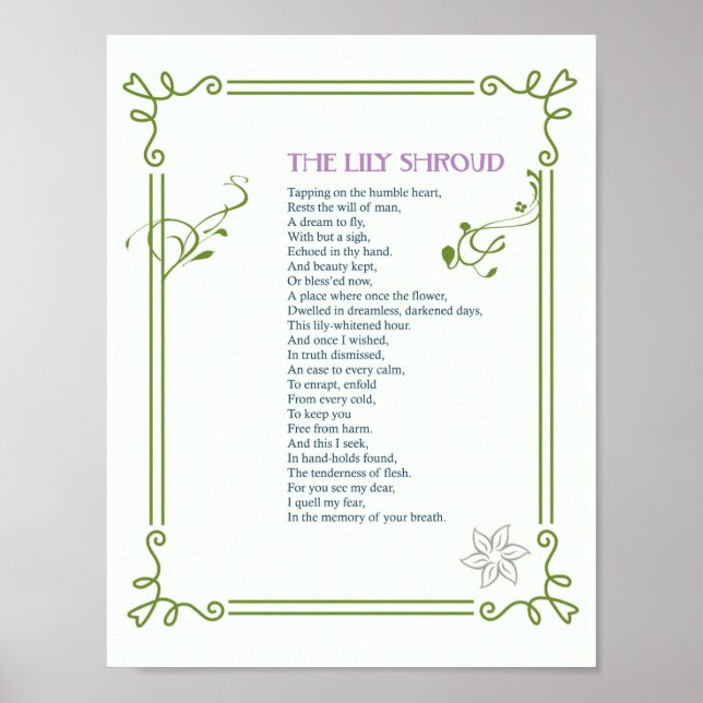 Póster The Lily Shroud - Poem About Love & Death - Print (Frente)