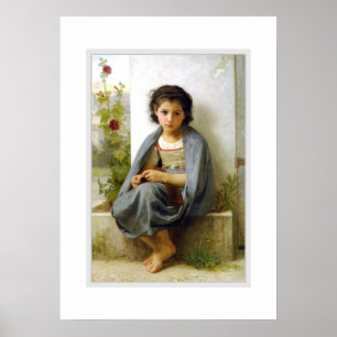 Póster The Little Knitter 1882, Bouguereau Poster